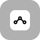 Connectivity icon: three dots connected by a line inside a rounded white square on a gray background